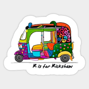 R is for Rickshaw Bollywood Tees, Desi Tees Sticker